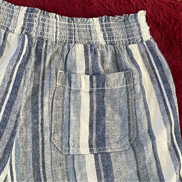 Briggs linen blend shorts elastic waistband blue and white striped size L - Picture 6 of 10